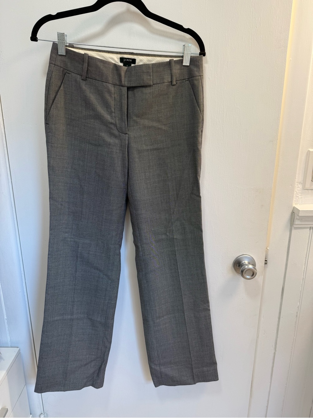 J. Crew Black and Cream (Grey) 100% Wool Textured Pants
